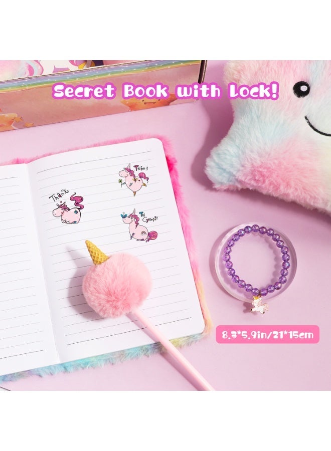 LBMT هدايا يونيكورن للفتيات من سن 5 إلى 12 عامًا،مجموعة ألعاب أطفال جميلة للفتيات هدايا أعياد الميلاد/الحفلات،صندوق هدايا يونيكورن يتضمن وسادة نجمة ناعمة من القطيفة،دفتر يوميات،عصابة رأس،سوار، زجاجة مياه من الفولاذ المقاوم للصدأ، محفظة، قلم، قناع عين النوم، ألعاب يونيكورن مثالية للابنة وابنة الأخت - Image 3